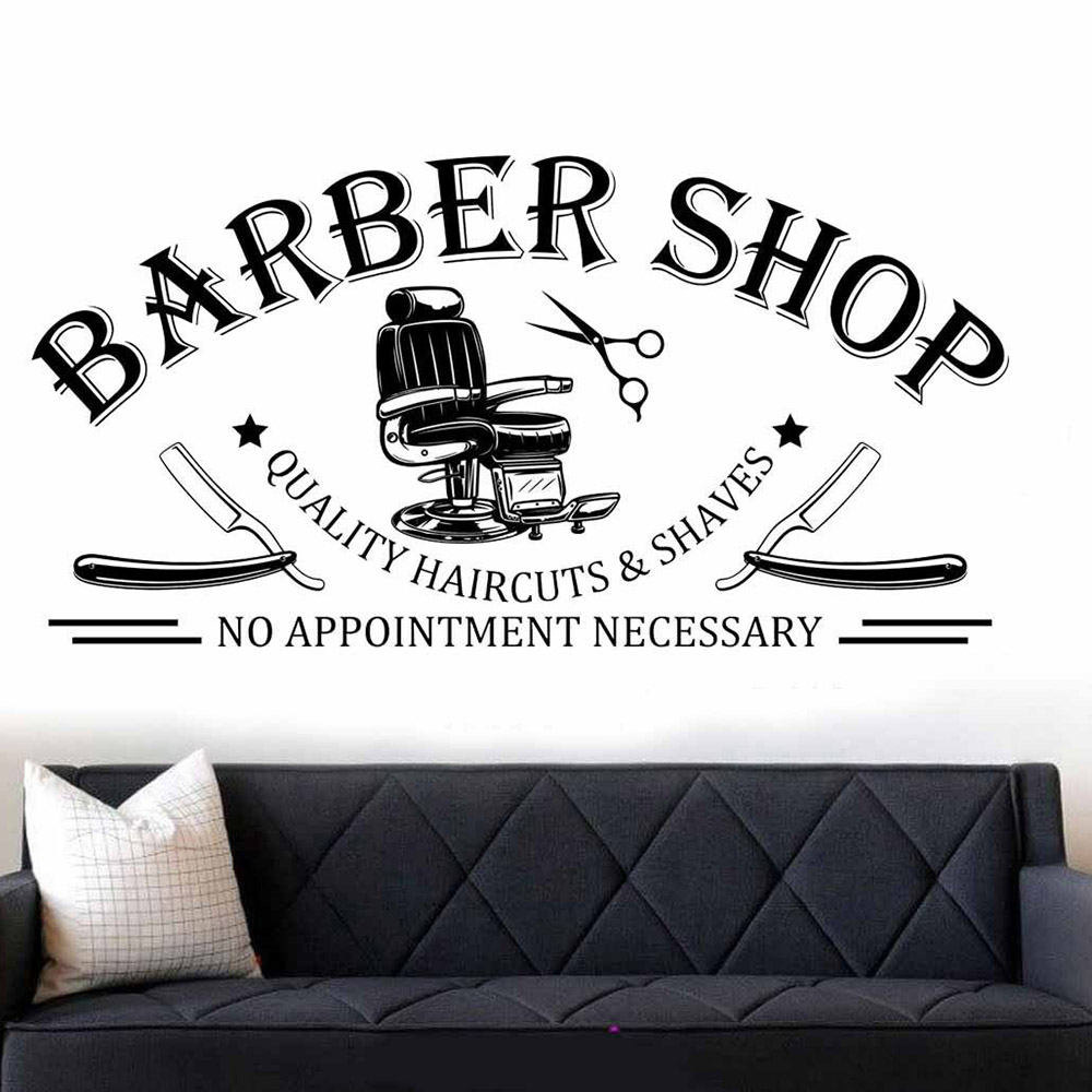 Interior Design Of House - Barbershop Window Wall Art Sticker Decal