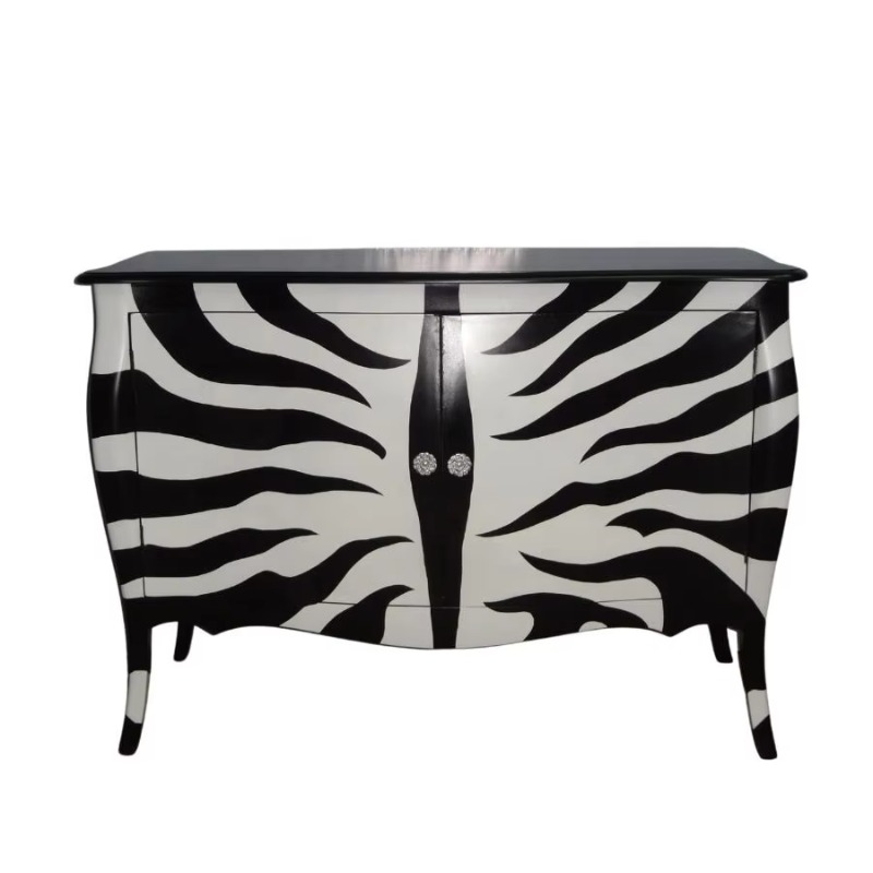 Interior Design Monochrome - Zwart-wit zebra-geschilderd dierenprint dressoir of buffet