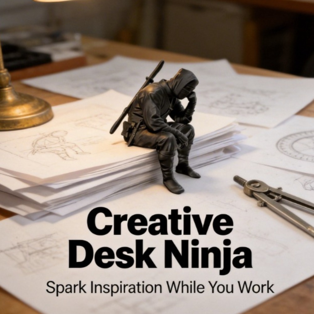 Interior Design Japan - Japanse zittende ninja-figuur 3D-geprint verdrietig helende