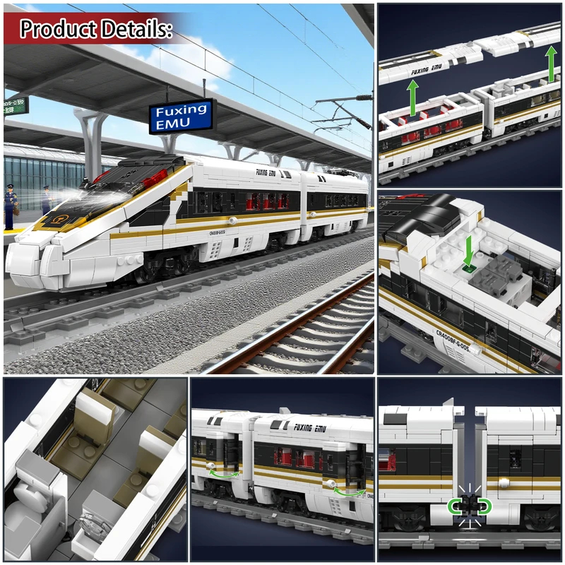 Interior Design And Build - 12015 High-Speed Spoorweg Treinmodel Bouwset 2117