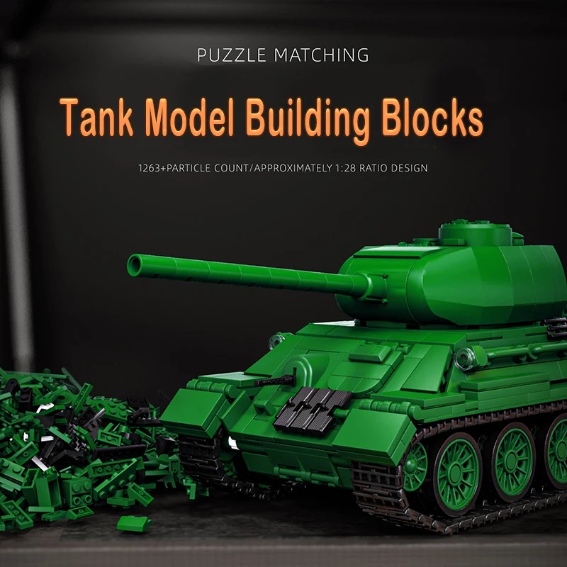 Interior Design And Build - T34-85 Tankmodelbouwset - 1263PCS WWII Sovjet-ontwerp,