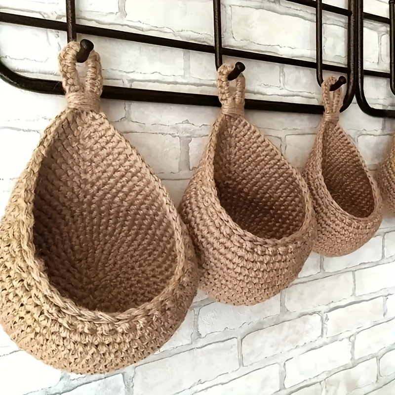 Woven Basket Set - 3 stks/set Macrame Wandmontage Fruitmand met