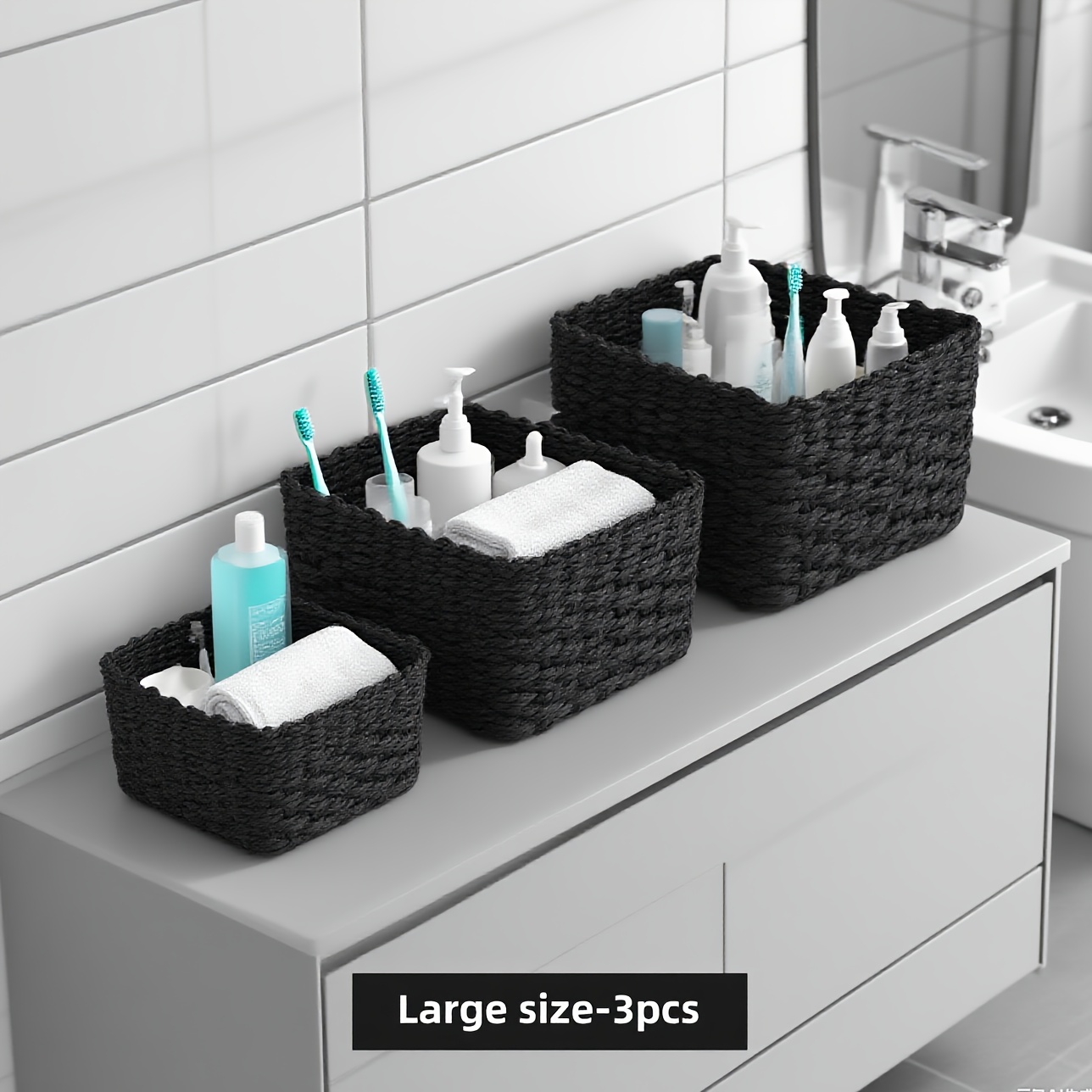 Papieren touw geweven opbergma - Woven Basket Set recensie en prijs