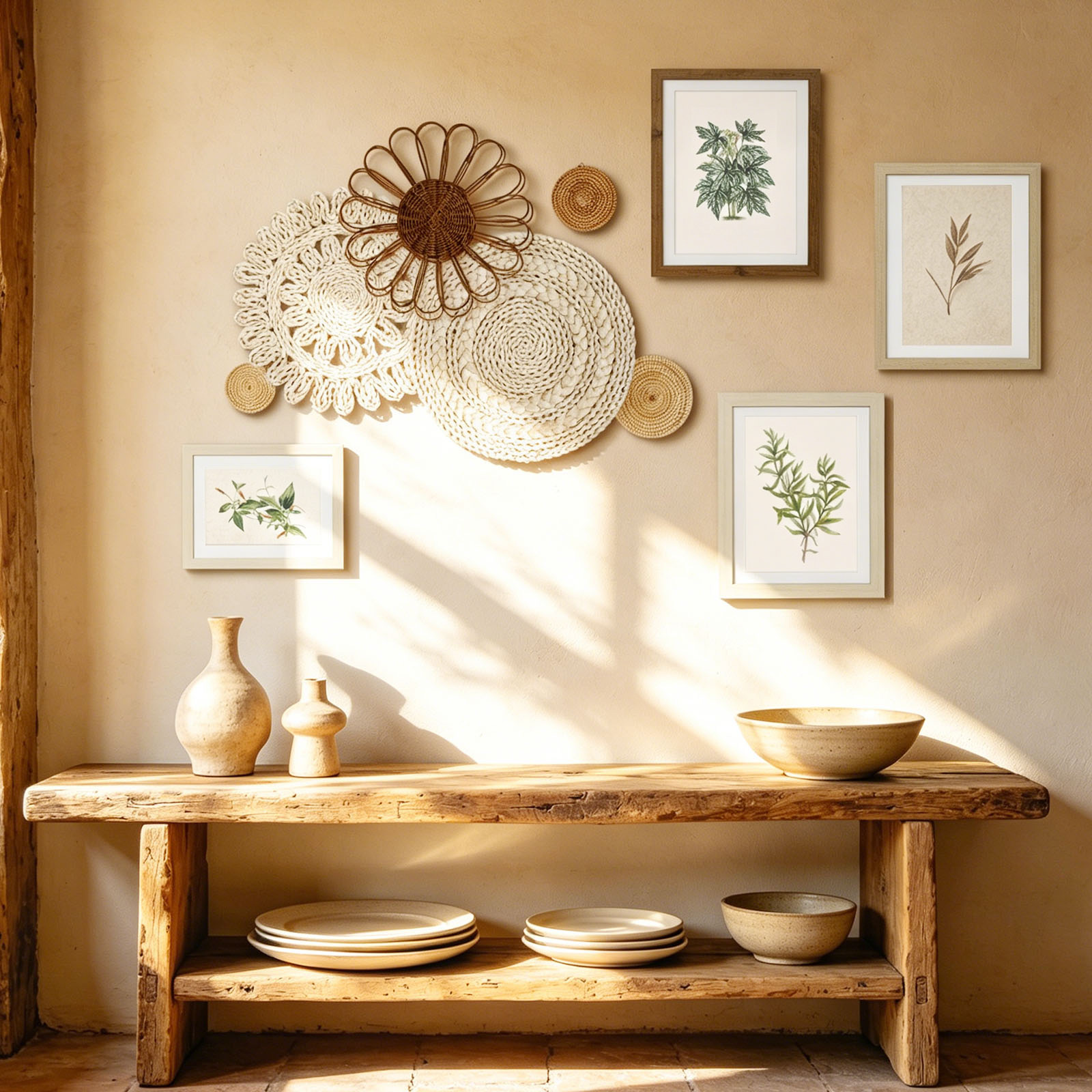 Boho wandmand van zeegras en r - Woven Basket Set recensie en prijs