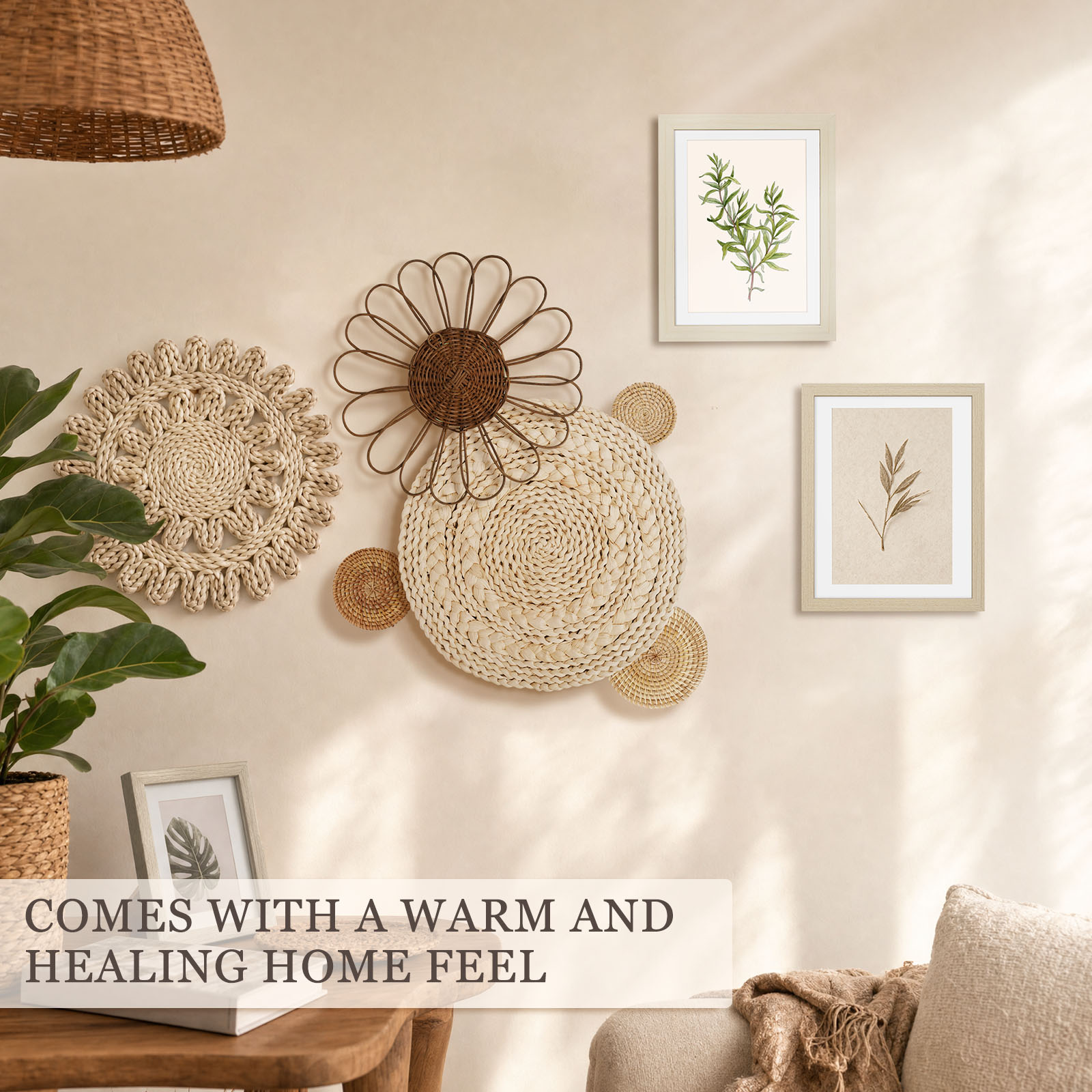 Boho wandmand van zeegras en r - Woven Basket Set recensie en prijs