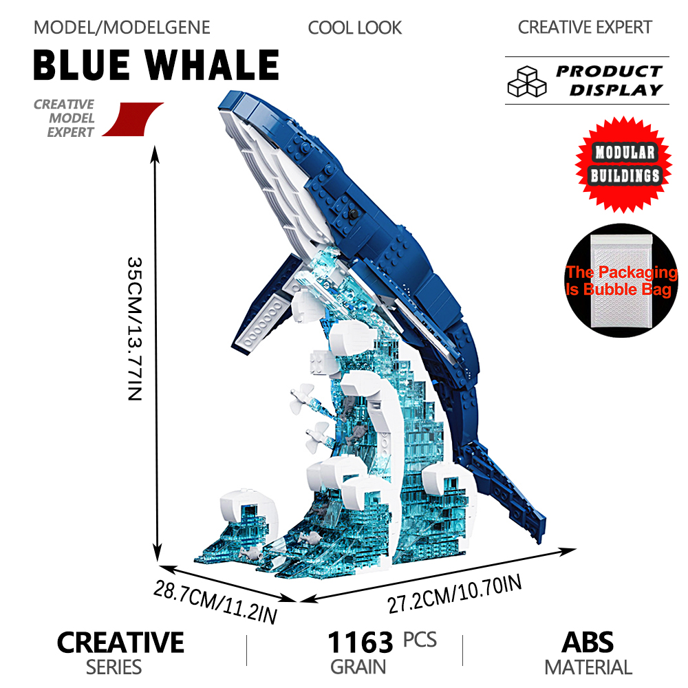 Ocean Blue Whale Model Bouwste - Interior Design And Build recensie en prijs