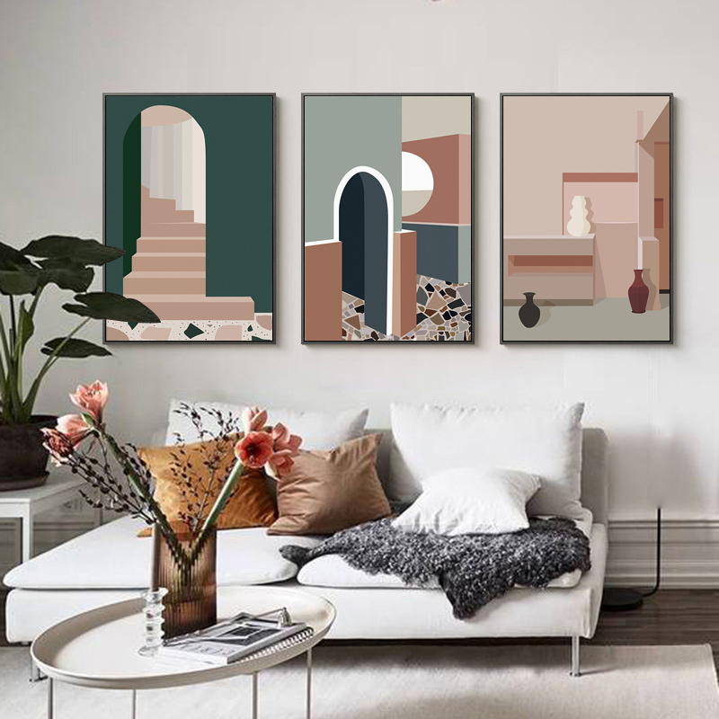 Retro Morandi Building Canvas  - Interior Design And Build recensie en prijs